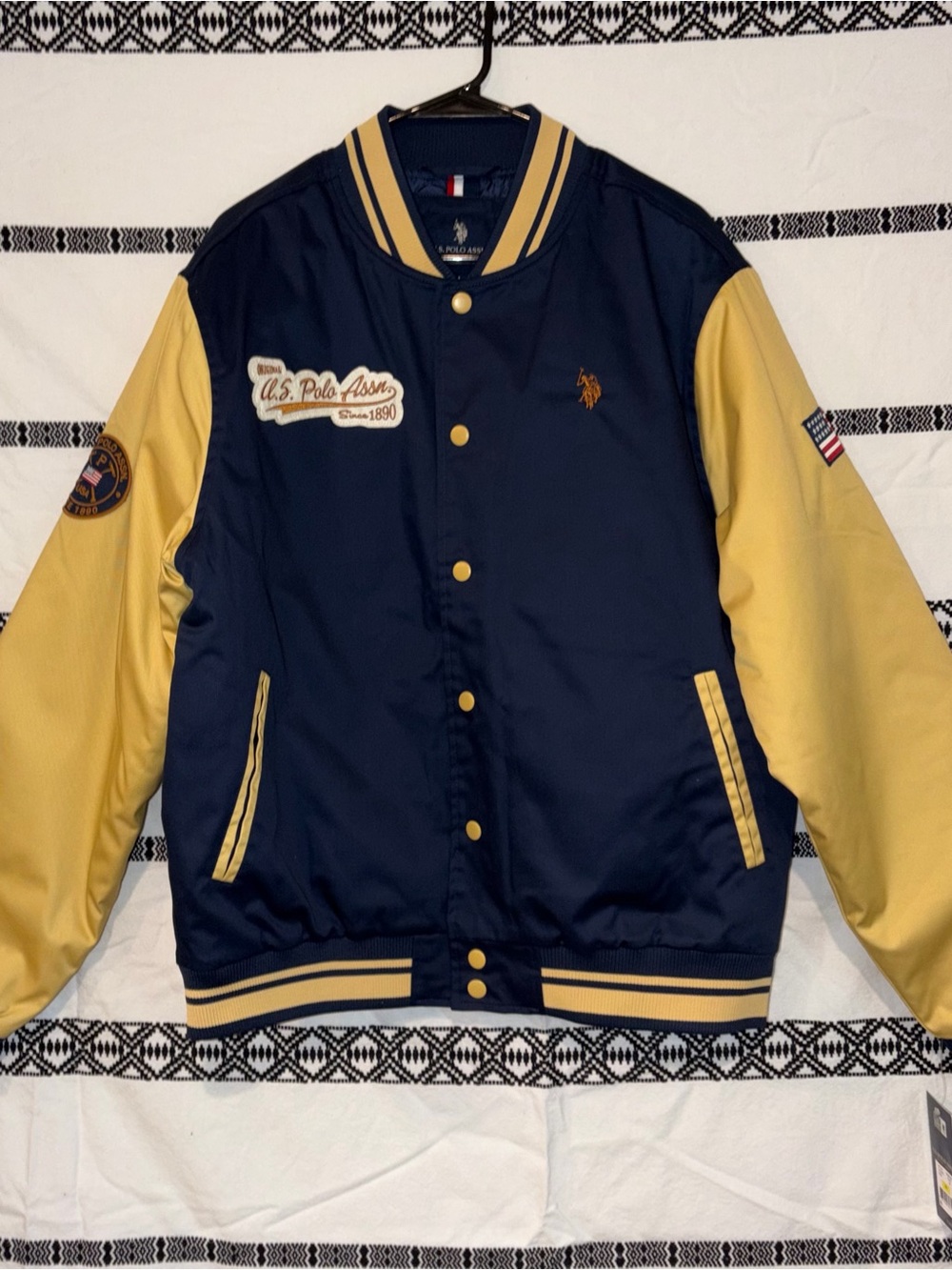 U.S. Polo Assn. Navy and Yellow Varsity Bomber Jacket